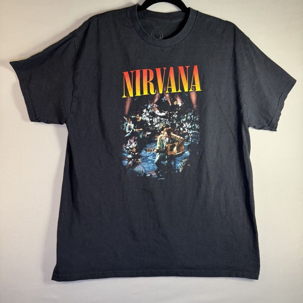 Nirvana Shirt Mens XL Black MTV Unplugged Graphic Band Rock Music Tee Concert